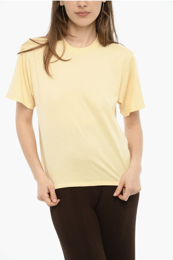 Loulou Studio Solid Color Telanto Crew-neck T-shirt In Yellow