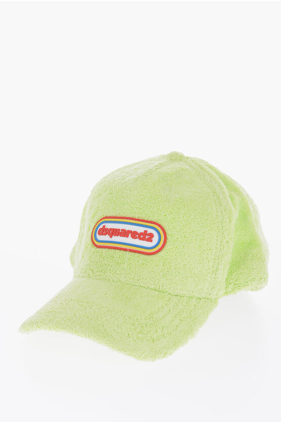 Dsquared2 Solid Colour Terry Cap With Logo Patch In Green