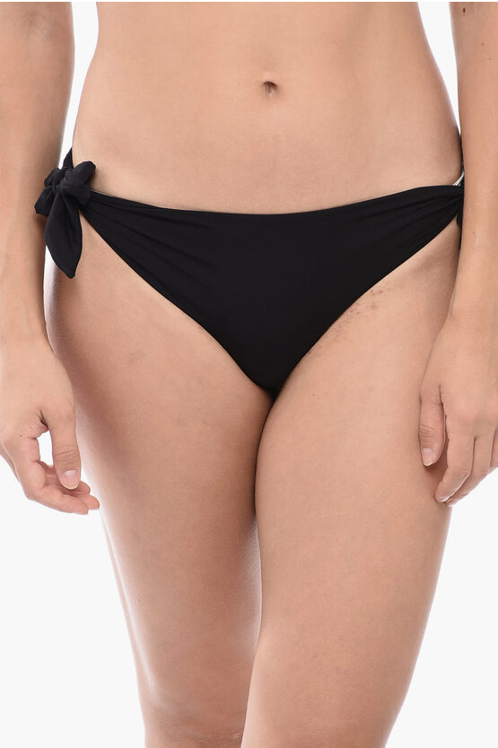 Shop Saint Laurent Solid Color Tie-side Bikini Bottom