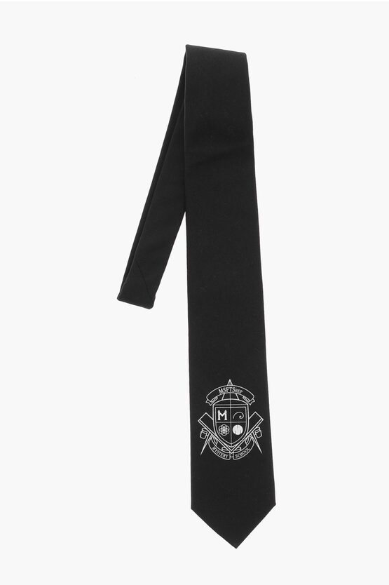 Msftsrep Solid Color Tie With Contrasting Logo In Black