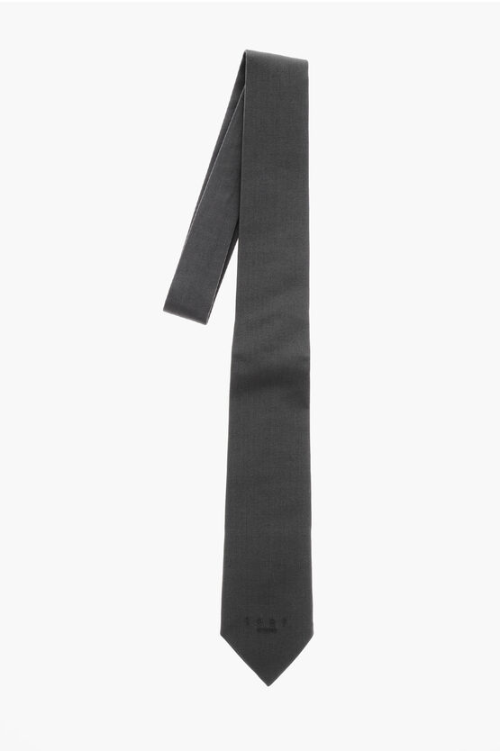 1989 Studio Solid Color Tie With Embroidered Logo In Black