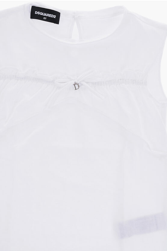 Dsquared2 Solid Color Top With D-shaped Pendant In White