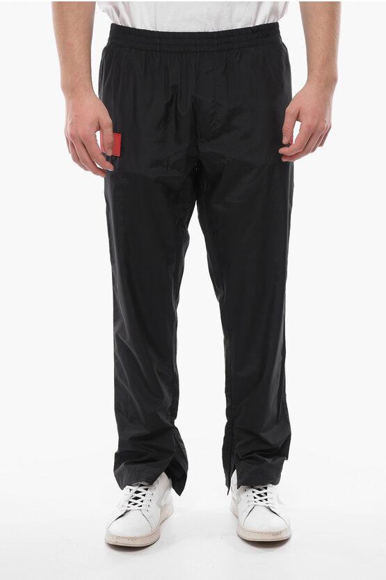 424 Solid Color Track Pants With Contrasting Details And Ankle Z In Black