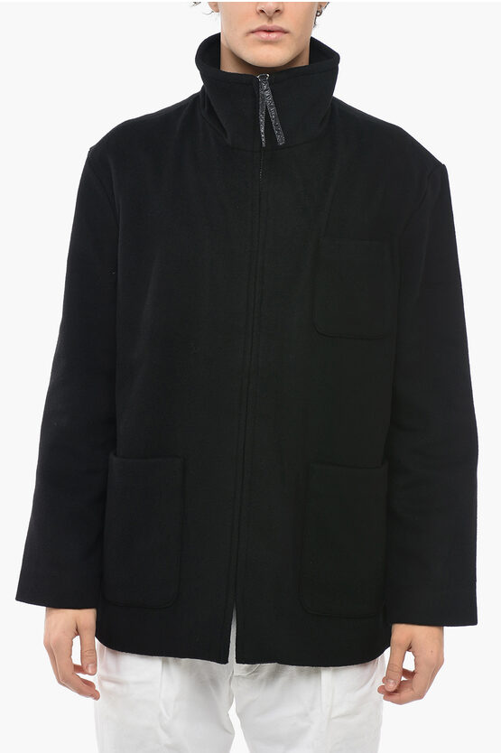 Rold Skov Solid Colour Turtleneck Jacket With Breast Pocket In Black