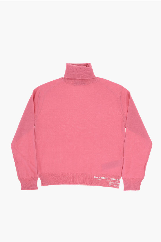 Dsquared2 Solid Color Turtleneck Sweater In Pink