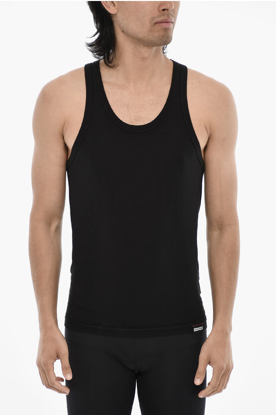 Dsquared2 Solid Color Underwear Tank Top With Monogram