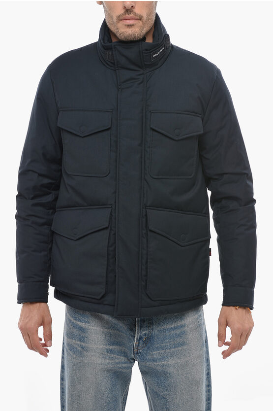 Shop Woolrich Solid Color Utility Down Jacket With Extractable Hood