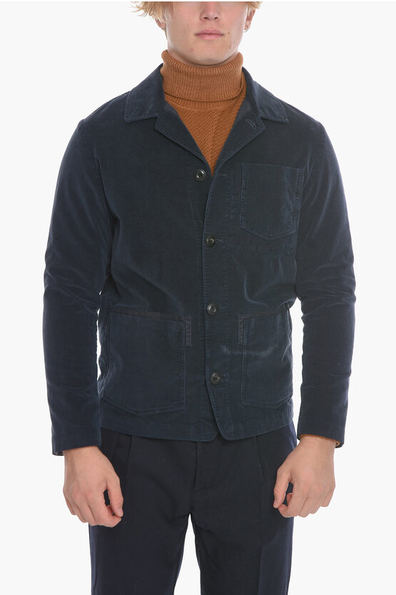 Altea Solid Color Velvet Hoxton Overshirt With Breast Pocket In Black