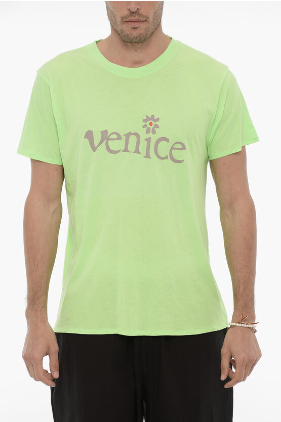 Erl Solid Colour Venice Be Nice Crew-neck T-shirt In Multi