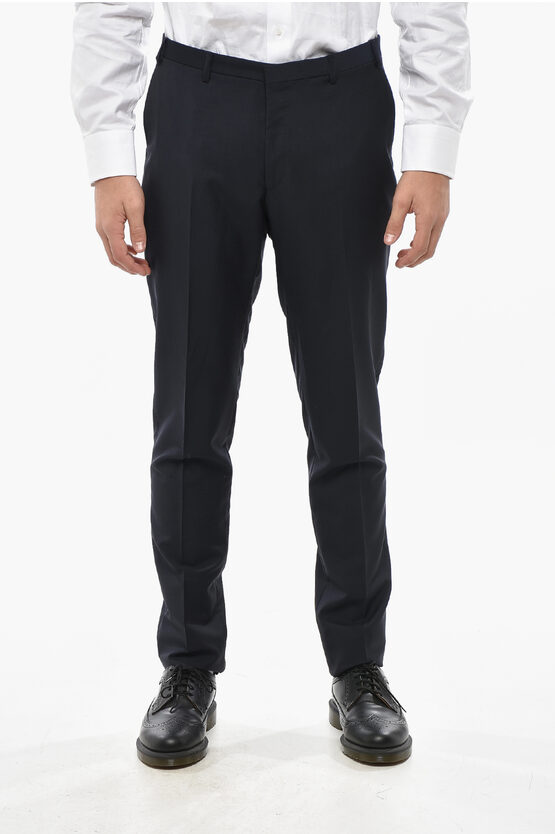Corneliani Solid Color Virgin Wool And Mohair Pants With Belt Loops In Black