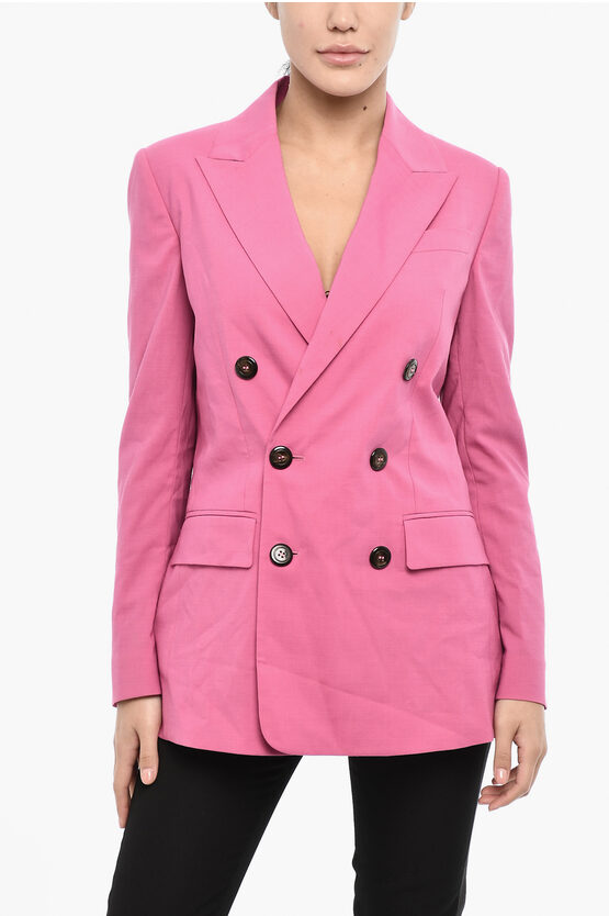 Dsquared2 Solid Color Virgin Wool Blend Double Breast Blazer