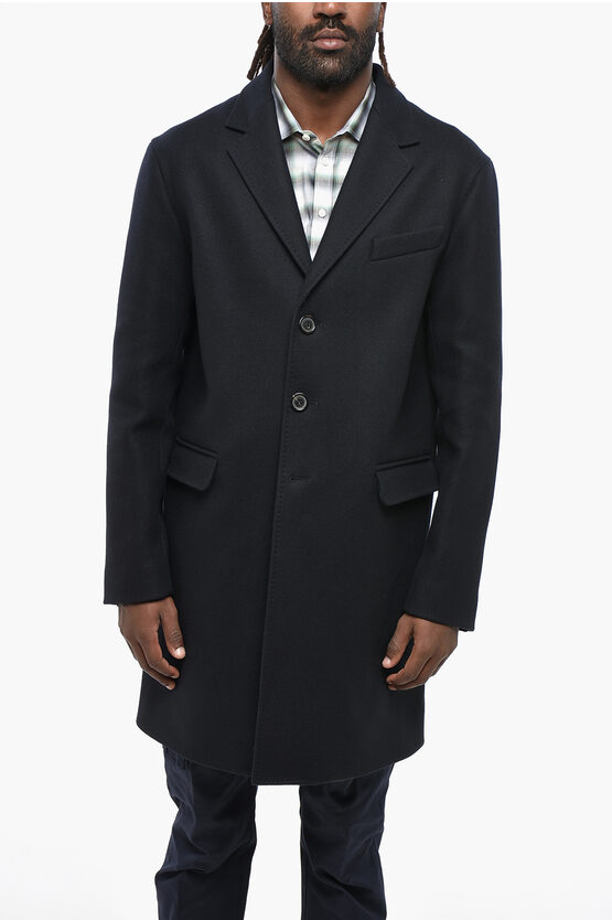 Dsquared2 Solid Color Virgin Wool Blend Single-breasted Coat In Black