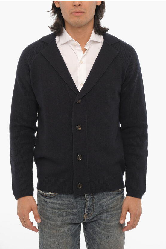 Shop Paolo Pecora Solid Color Virgin Wool Cardigan