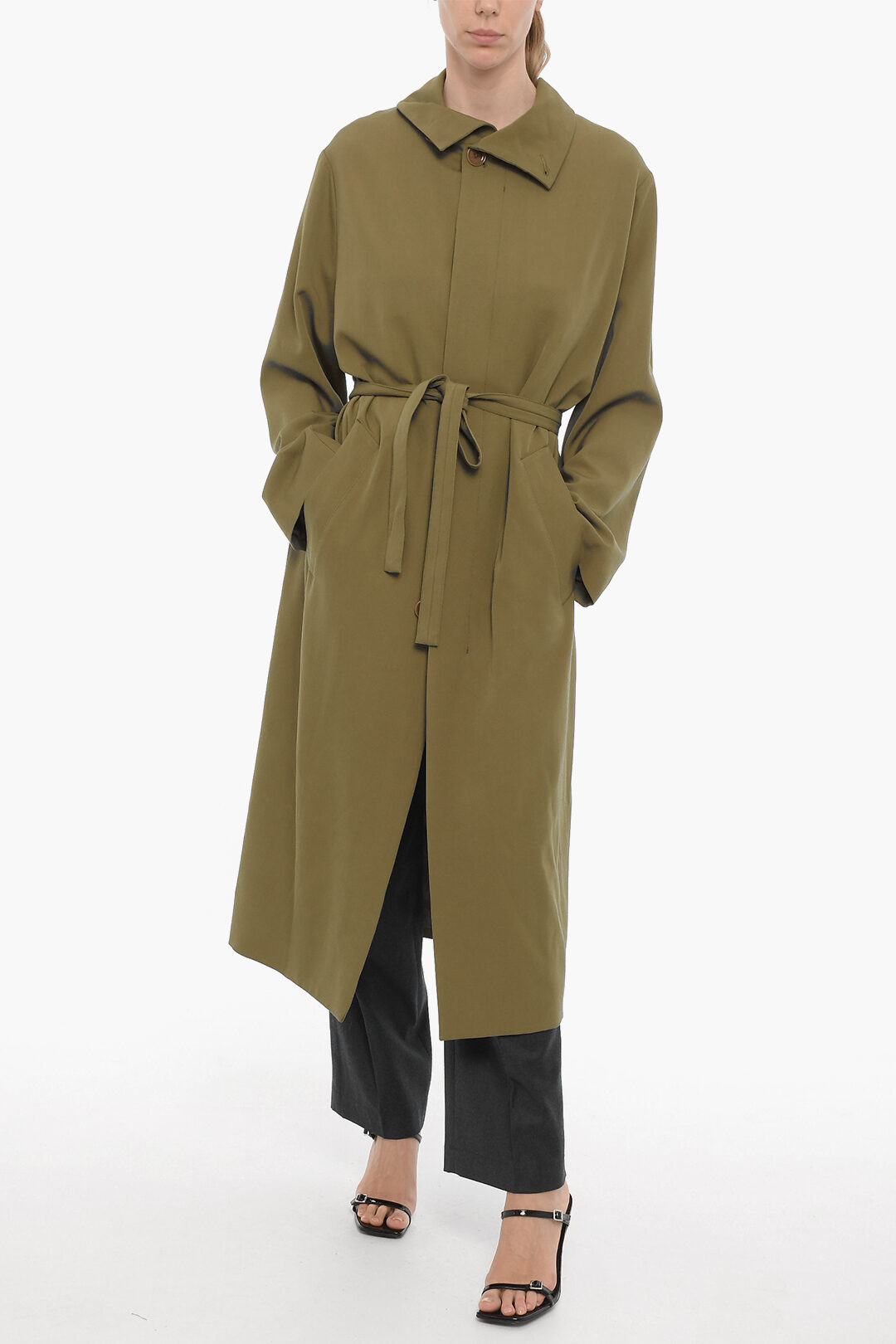 Lemaire Solid Color Virgin Wool Coat with Belt women Lemaire Solid Color Virgin Wool Coat with Belt women
