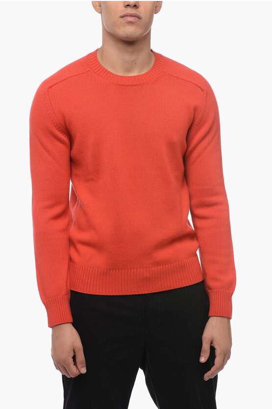 Shop Paolo Pecora Solid Color Virgin Wool Crew-neck Sweater