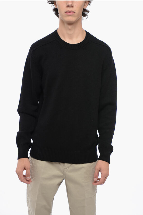 Shop Paolo Pecora Solid Color Virgin Wool Crew-neck Sweater