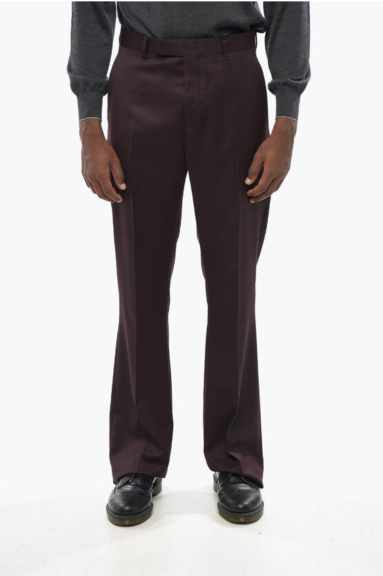 Dior Solid Color Virgin Wool Pants With Belt Loops In Brown