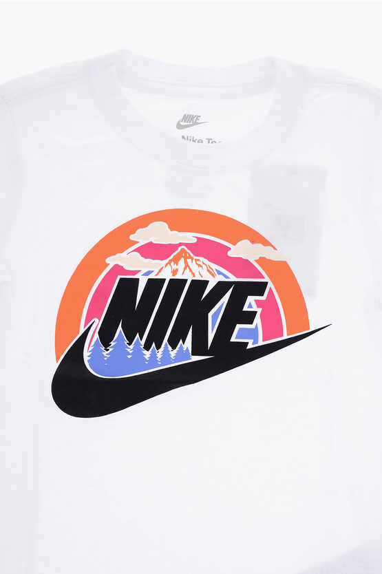 Solid Color WILDERNESS FUTURA Crew-neck T-Shirt with Front Print