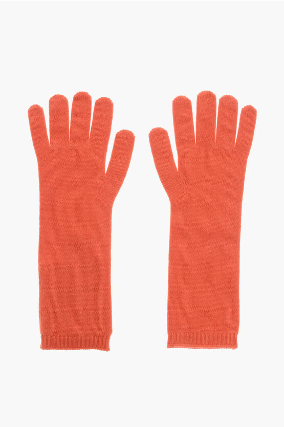 Max Mara Solid Colour Wool And Cashmere Conio Gloves In Orange