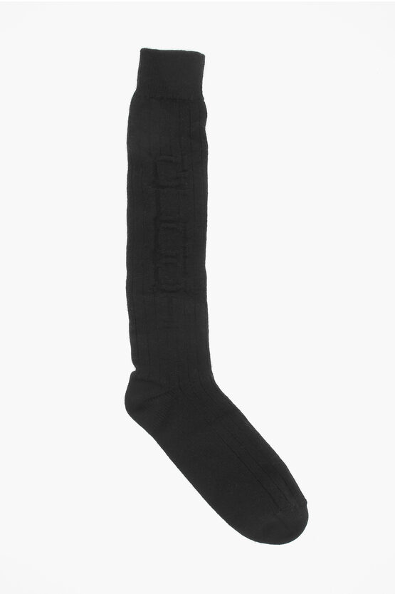 GUCCI SOLID COLOR WOOL BLEND LONG SOCKS 