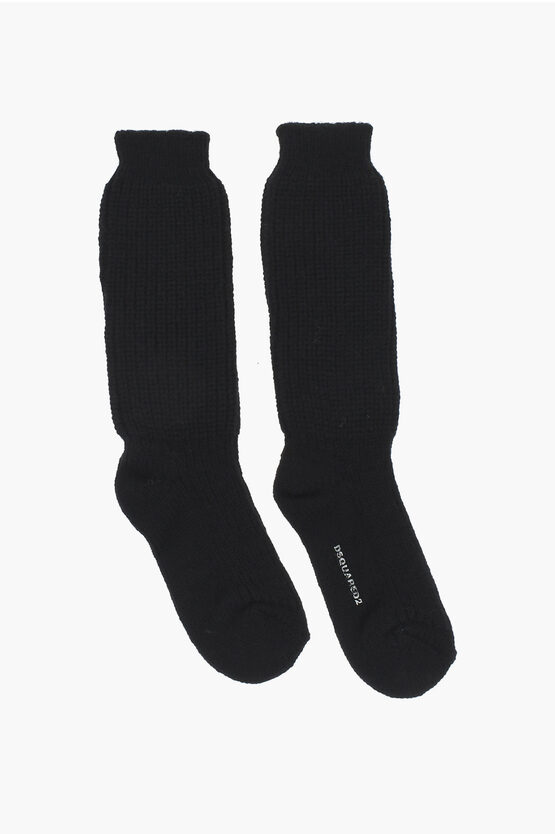 Dsquared2 Solid Color Wool Blend Long Socks