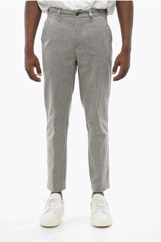 Myths Solid Color Wool Blend Pants With Belt Loops In Green
