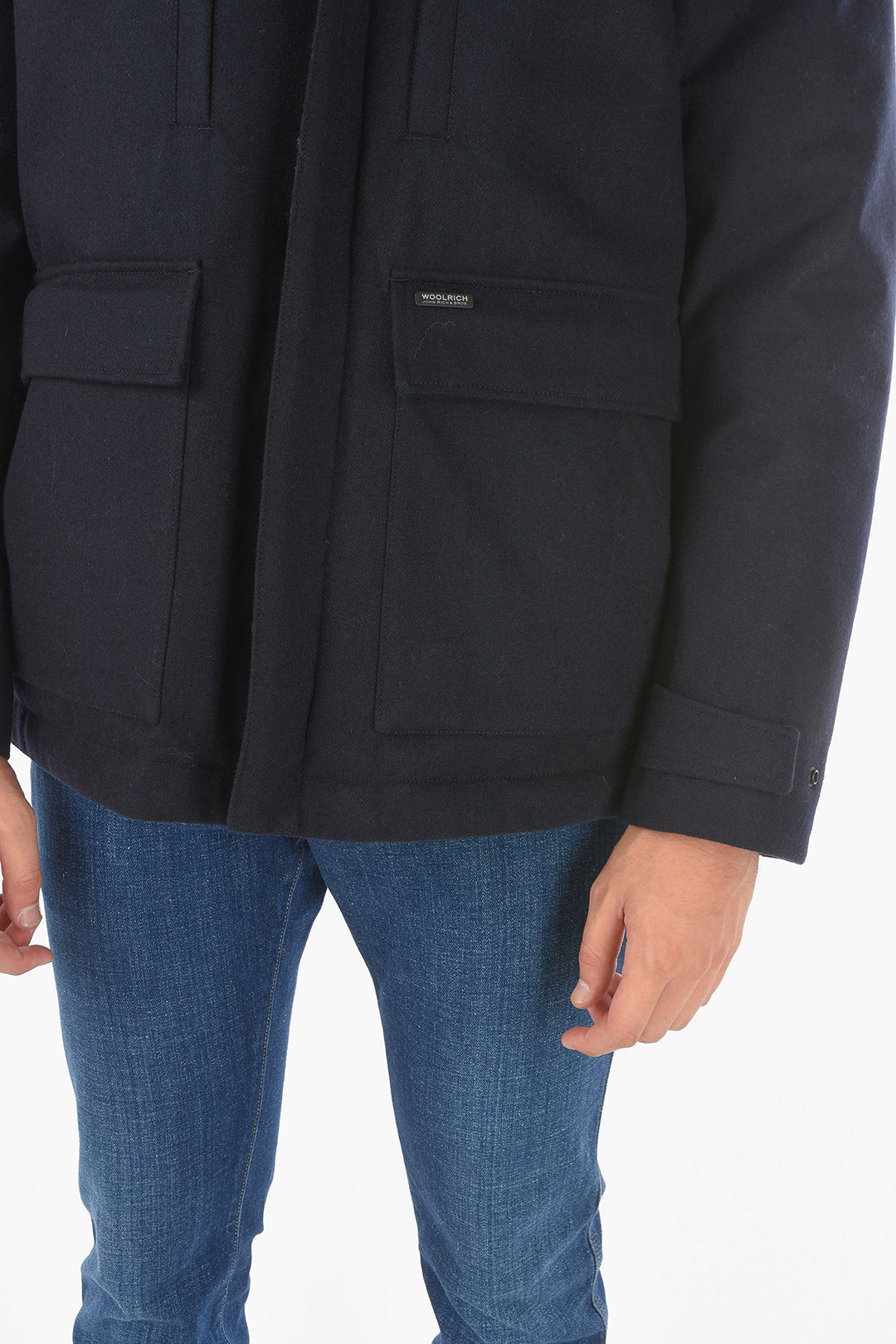 Woolrich Solid Color Wool Blend TECH MOUNTAIN Down Jacket men