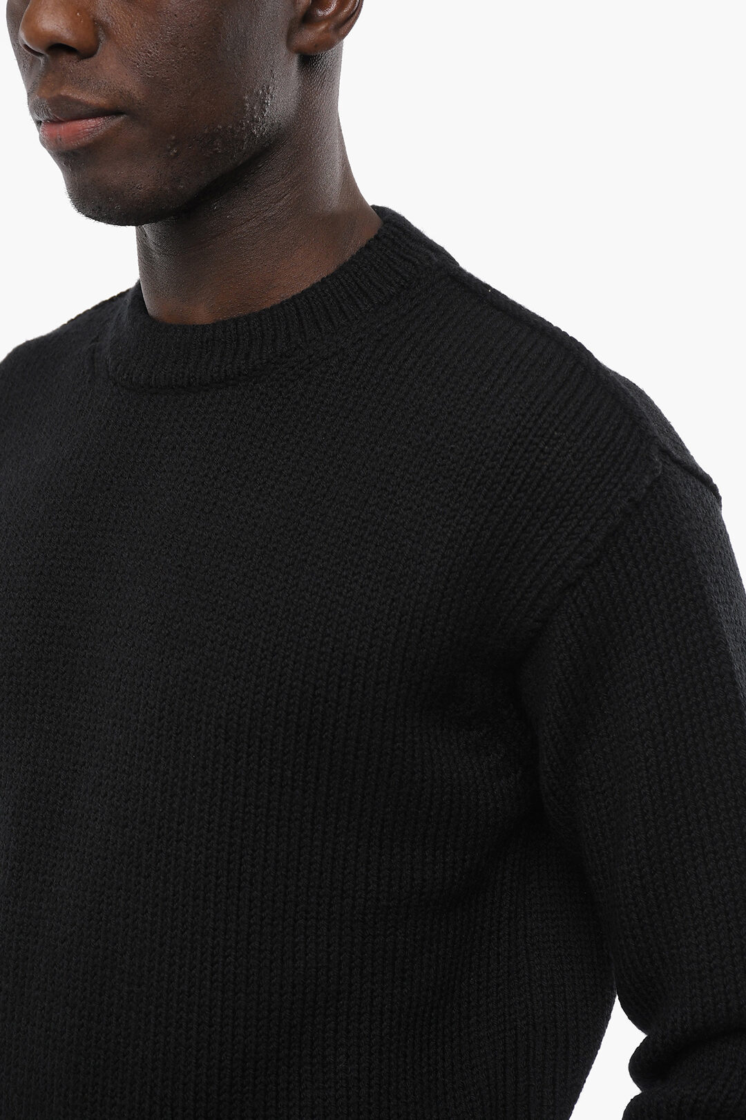 Solid Color Wool Crew-neck Sweater