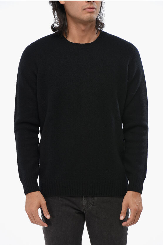 Drumohr Solid Color Wool Crew-neck Sweater In Black