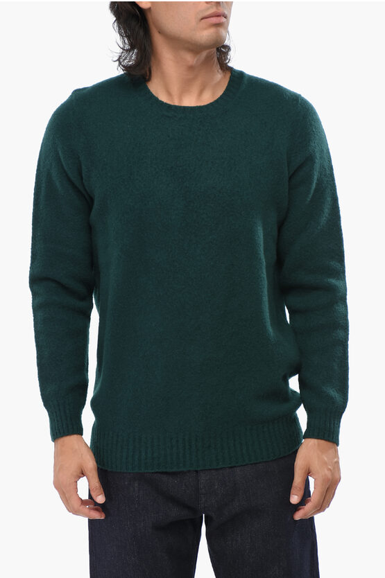 Drumohr Solid Color Wool Crew-neck Sweater In Green