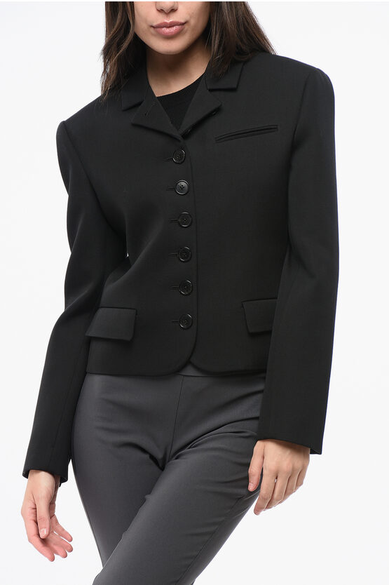 The Row Solid Color Wool Cropped Blazer