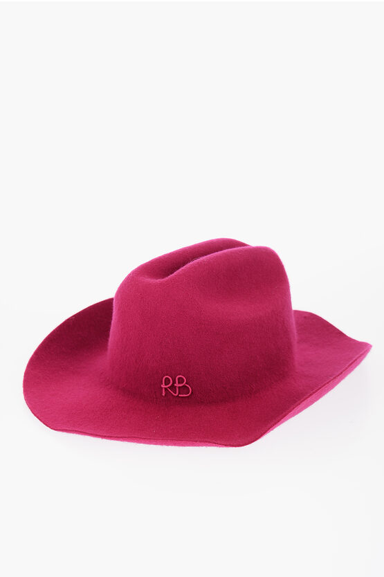 Ruslan Baginskiy Solid Colour Wool Felt Cowboy Hat With Embossed Monogram In Pink