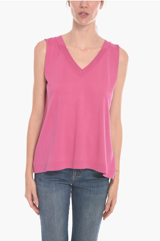 Altea Solid Coloured Oversized Top With V-neckline In Pink