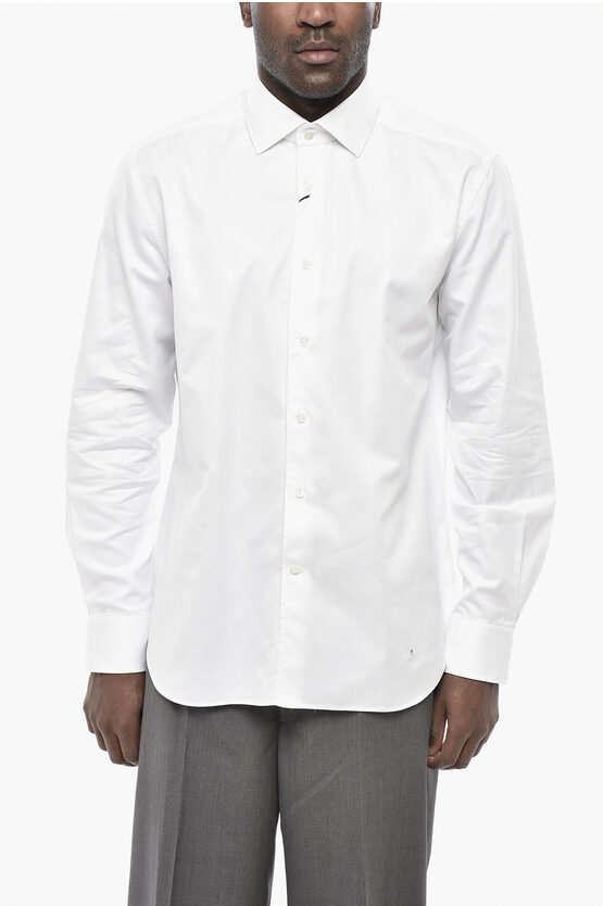 Corneliani Solid Shirt With Chevron Pattern