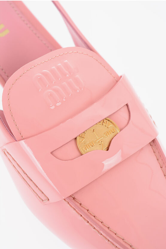 Miu Miu Spool Heel Patent Leather Penny Loafers 4cm women Glamood Outlet