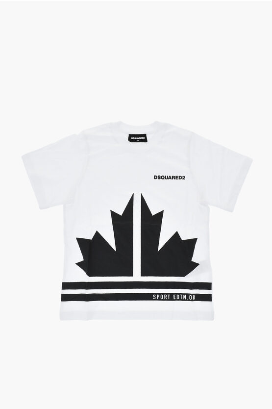 Dsquared2 Sport Edtn 0.8 Cotton Jersey Crewneck T-shirt Slouch Fit Wit