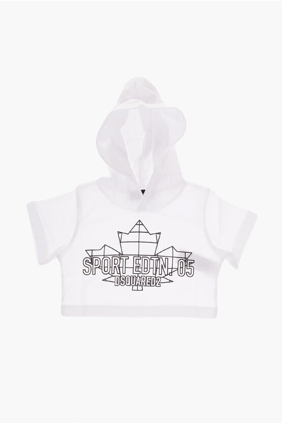Dsquared2 Kids' Sport Edtn.05 Contrasting Printed T-shirt With Hood In White