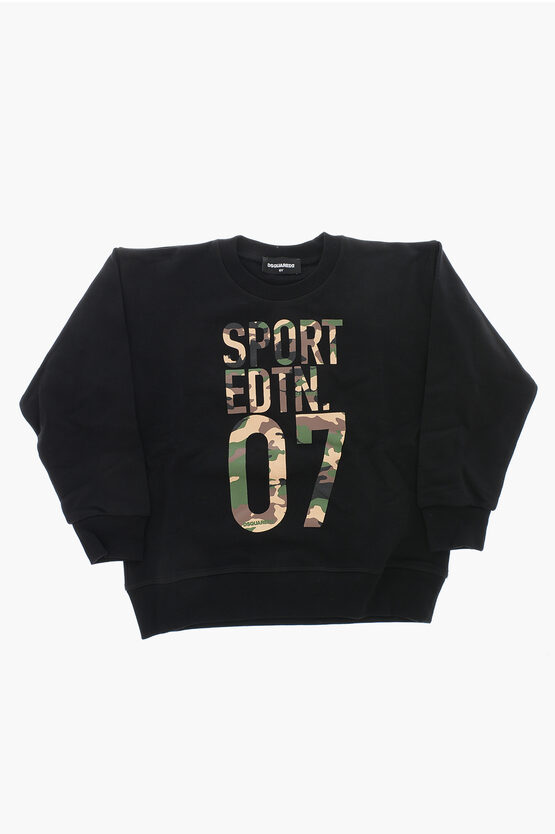 Dsquared2 Sport Edtn.08 Cotton Crewneck Sweatshirt Slouch Fit With Cam