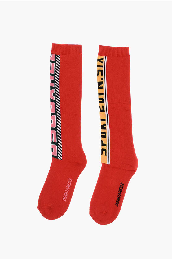 Dsquared2 Sport Edtn.six Padded Long Socks With Embroidered In Red