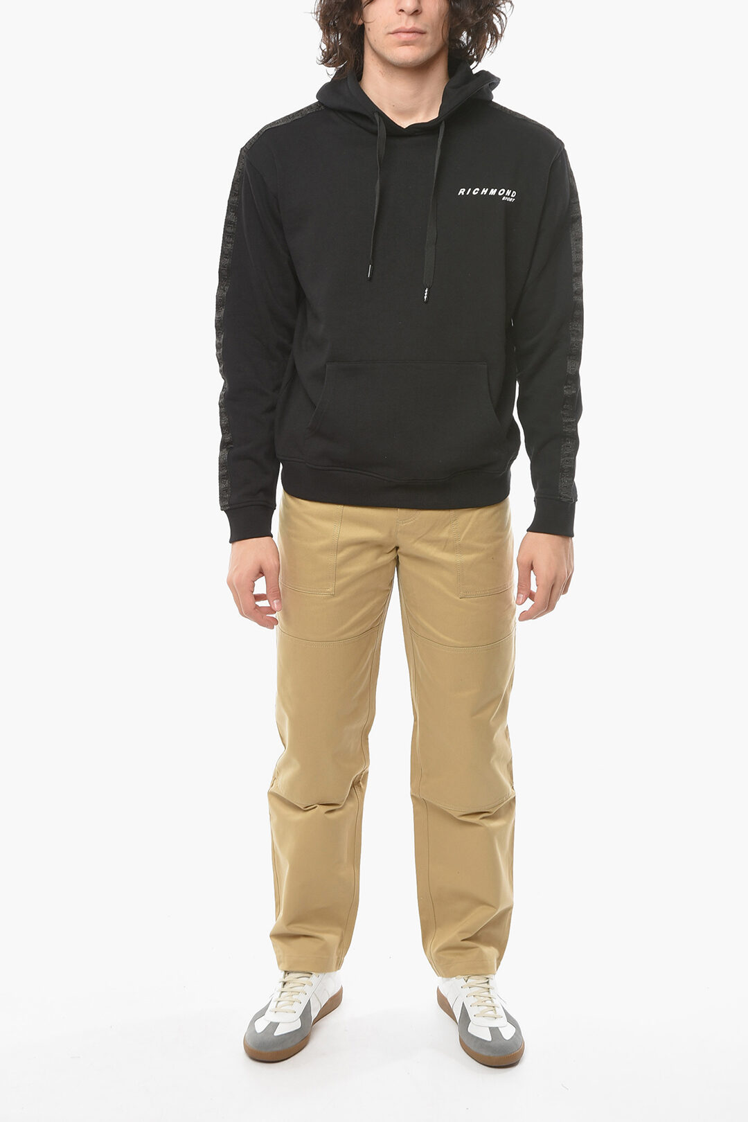 John Richmond SPORT Felpa SEKUI in Cotone Garzato con Cappuccio e