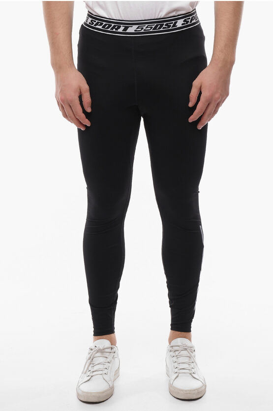 Diesel Sport Solid Color Joggers With Logoed Drawstring At The Wais In Black