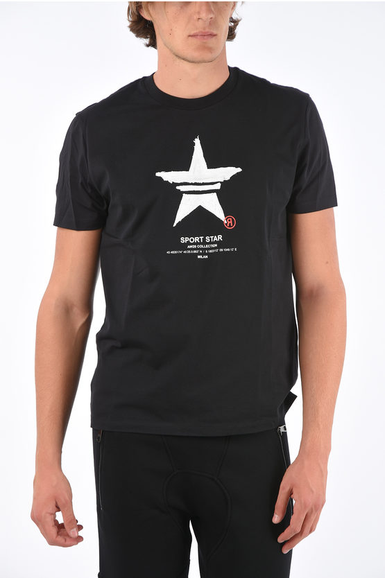 Neil Barrett Sport Star Printed Slim Fit Crew-neck T-shirt In Black