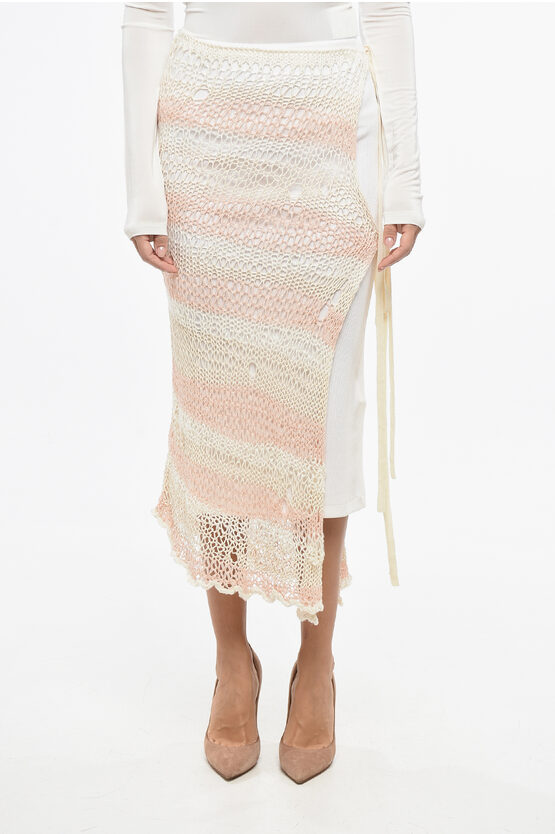 Max Mara Sportmax Double-layered Ecuador Skirt With Crochet Design Grösse S In Multi