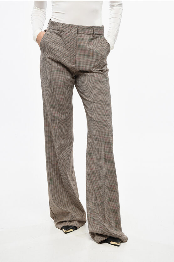 Max Mara Sportmax Houndstooth Patterned Teso Palazzo Pants Grösse 42 In Brown