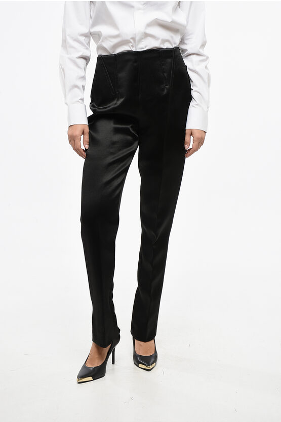 Max Mara Sportmax Satin Netto Carrot Fit Pants Grösse 44 In Black
