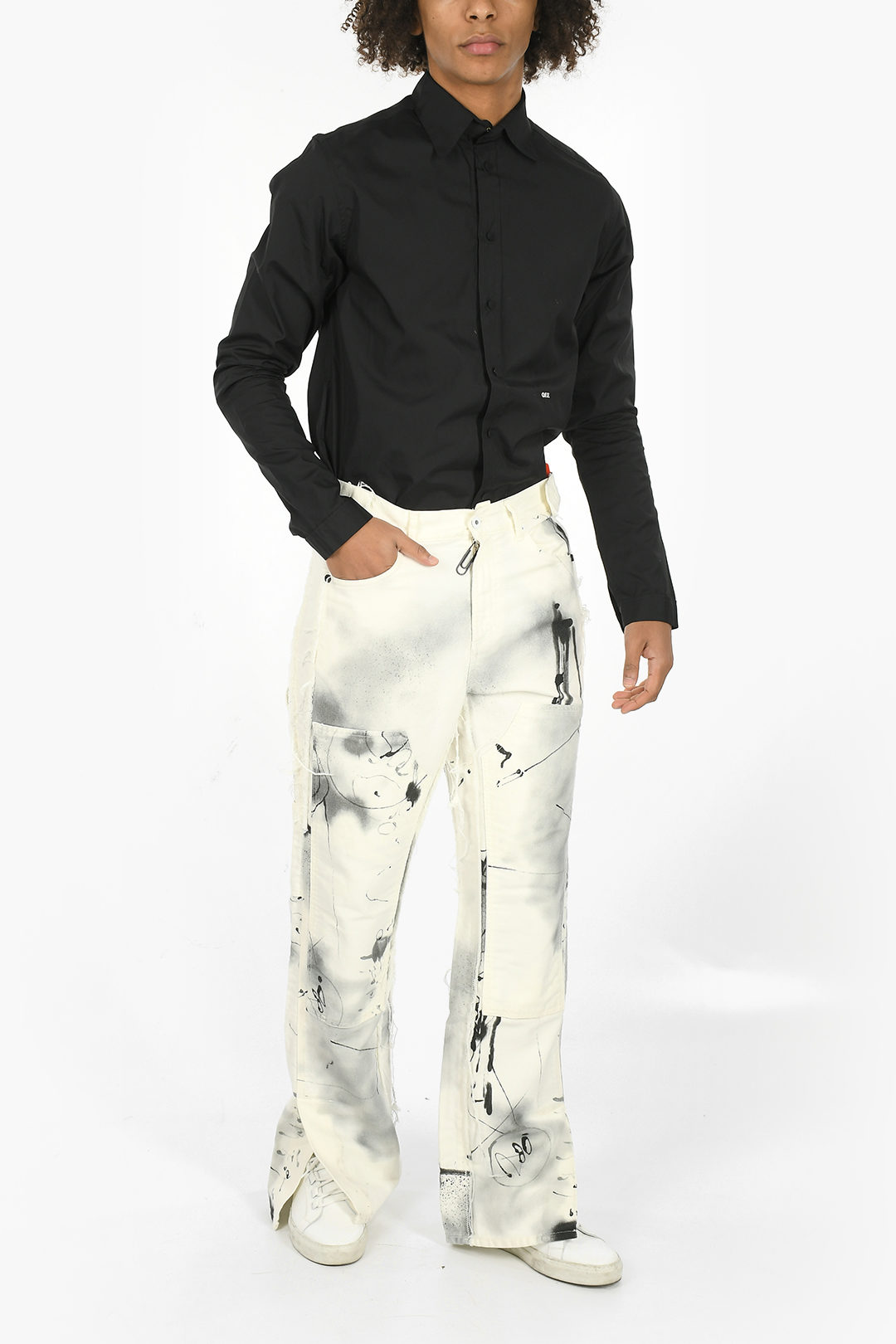 Distressed Carpenter Jeans in White Distressed Carpenter Jeans in White