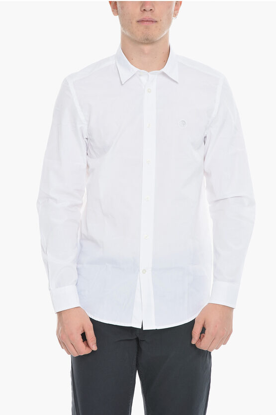 Diesel Spread-collar Cotton S-bill Shirt In White