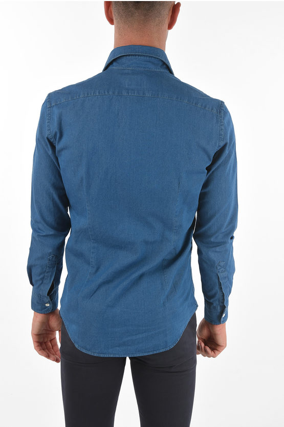 Aspesi Spread Collar Denim Shirt men Glamood Outlet