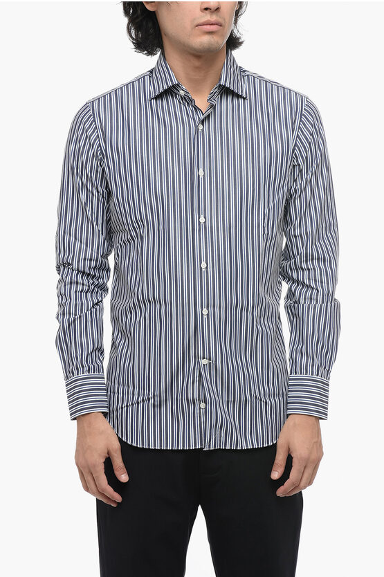Alessandro Gherardi Spread Collar Pencil Striped Shirt