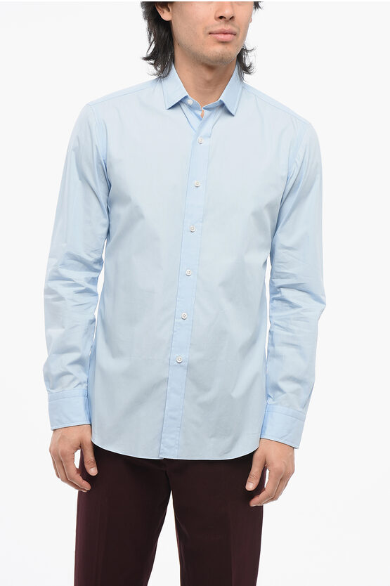 Salvatore Piccolo Spread Collar Poplin Cotton Shirt